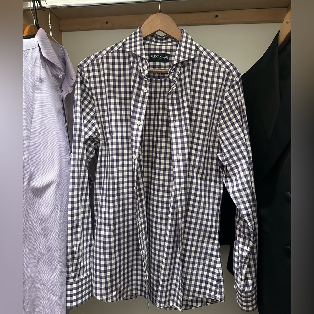 Nautica Men's Navy and White Plaid Shirt